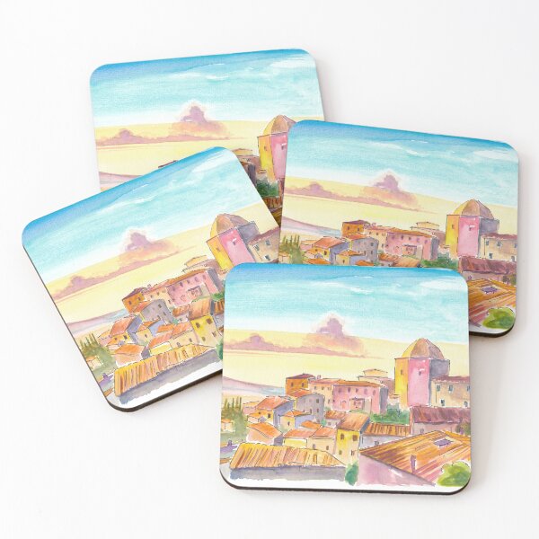 Item preview, Warm Volterra Cityscape Embracing Tuscany’s Rolling Hills designed and sold by artshop77.