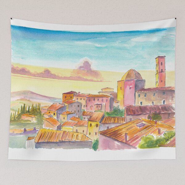 Item preview, Warm Volterra Cityscape Embracing Tuscany’s Rolling Hills designed and sold by artshop77.