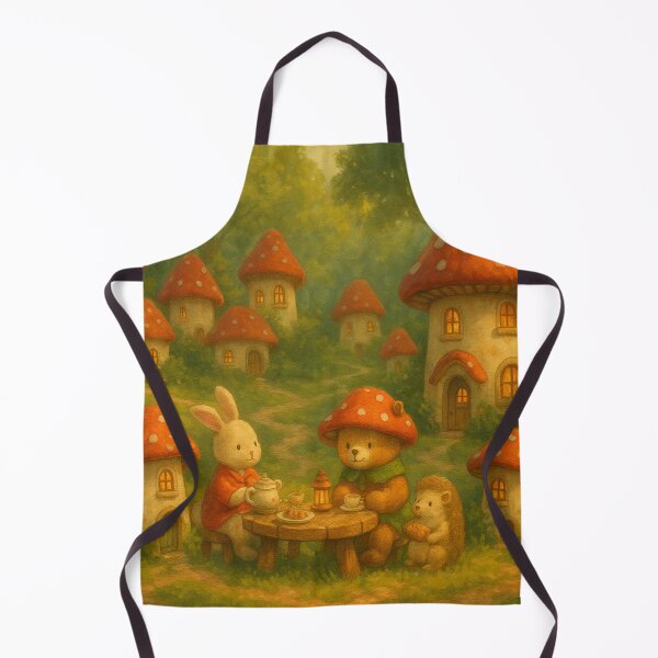 Item preview, Cottagecore Mushroom Village – Cute Woodland Animal Tea Time in a Magical Forest designed and sold by leen12 Art Designs Prints.