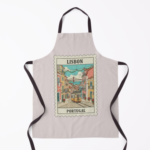 Item preview, Vintage Lisbon Portugal Christmas Street Stamp Illustration designed and sold by allaboutstamps.