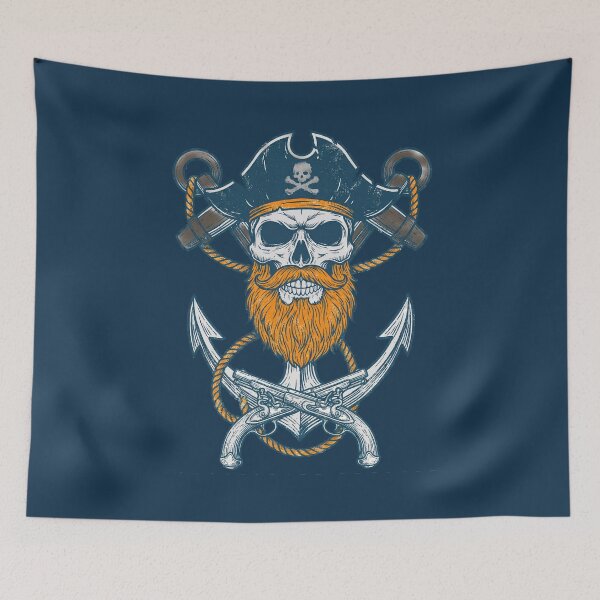 Item preview, Bearded Pirate Skull & Anchor - Nautical Vintage Art designed and sold by AwesomeBeyondLimits.