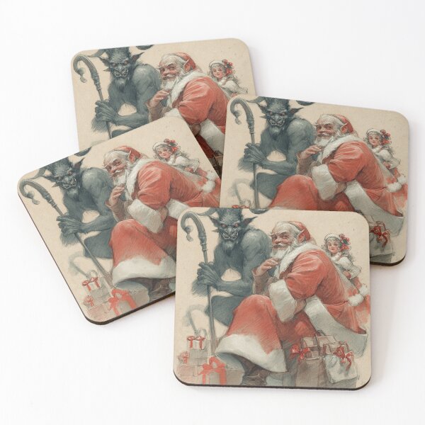 Item preview, Vintage Santa and Krampus Card designed and sold by MendaciousMina.