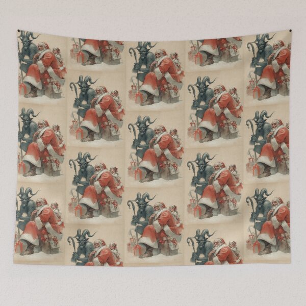 Item preview, Vintage Santa and Krampus Card designed and sold by MendaciousMina.