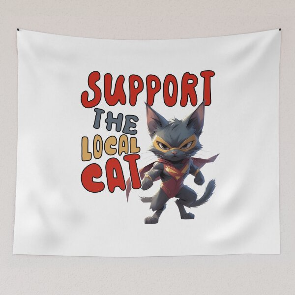 Item preview, Support The Local Cat | Superhero Cat T-Shirt designed and sold by Mr Lee.