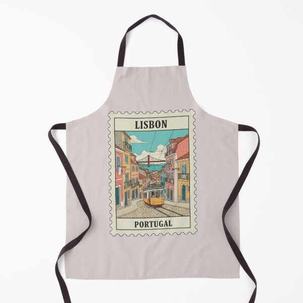 Item preview, Vintage Lisbon Portugal Street Stamp Illustration designed and sold by allaboutstamps.