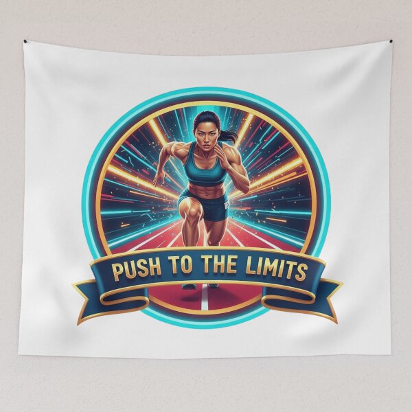 Item preview, Push to the Limits Track Runner Logo T-Shirt Design | Dynamic Speed Pop Art designed and sold by BoldBloomArt.