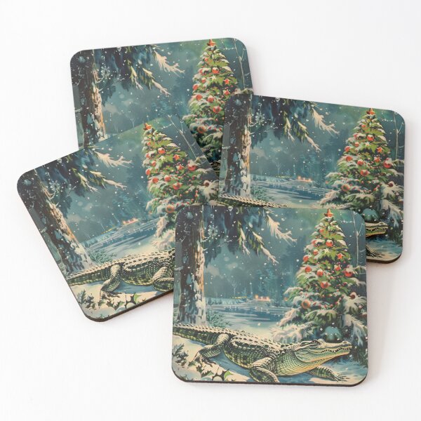 Item preview, Vintage Alligator Christmas Card designed and sold by MendaciousMina.