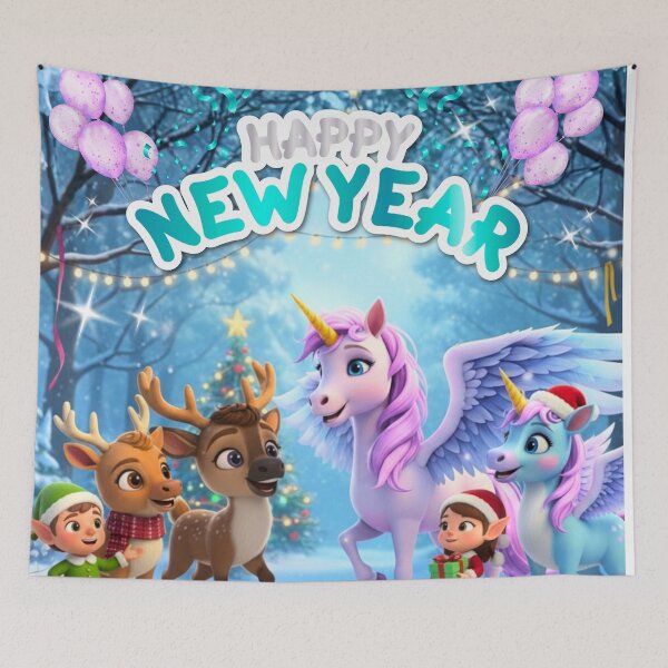 Item preview, Magical New Year Celebration with Unicorns and Friends designed and sold by Custom Gift Design .