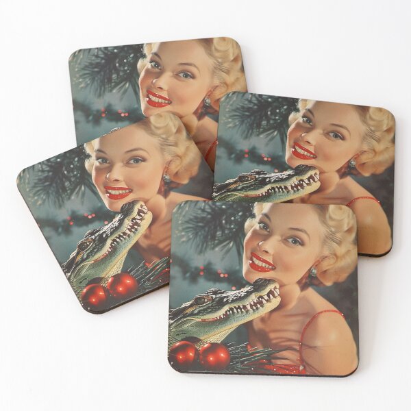 Item preview, Vintage Pin up and Alligator Christmas Card designed and sold by MendaciousMina.