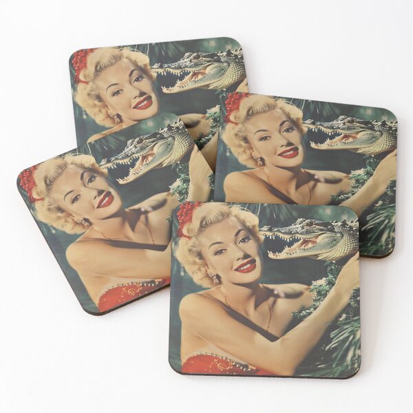 Item preview, Vintage Pin up and Alligator Christmas Card designed and sold by MendaciousMina.