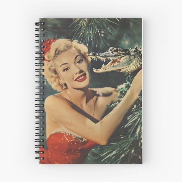 Item preview, Vintage Pin up and Alligator Christmas Card designed and sold by MendaciousMina.