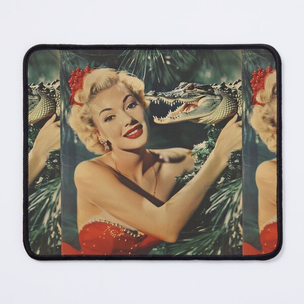 Item preview, Vintage Pin up and Alligator Christmas Card designed and sold by MendaciousMina.