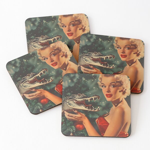 Item preview, Vintage Pin up and Alligator Christmas Card designed and sold by MendaciousMina.
