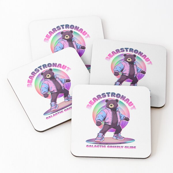 Item preview, Bearstronaut – Retro Pastel Space Bear on Hoverboard designed and sold by drawlinershop.