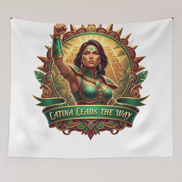 Item preview, "Latina Leads The Way" Empowerment T-Shirt | Aztec Warrior Queen Pop Art designed and sold by BoldBloomArt.
