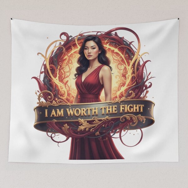 Item preview, "I Am Worth The Fight" Elegant Empowerment T-Shirt | Self-Worth & Luxury Pop Art designed and sold by BoldBloomArt.
