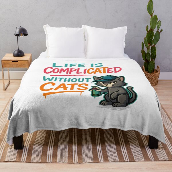 Item preview, Life Is Complicated Without Cats – Funny Graffiti Cat Design designed and sold by SVALANART.