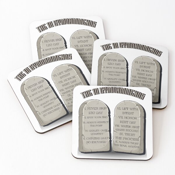 Item preview, The 10 Gymdamnments  Funny Gym Bible Stone Tablet Fitness Rules designed and sold by BeakBros.