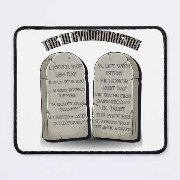 Item preview, The 10 Gymdamnments Funny Gym Bible Stone Tablet Fitness Rules designed and sold by BeakBros.