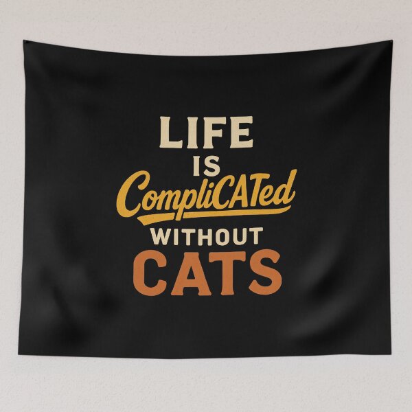 Item preview, Life Is CompliCATed Without Cats – Retro Vintage Cat Quote designed and sold by SVALANART.