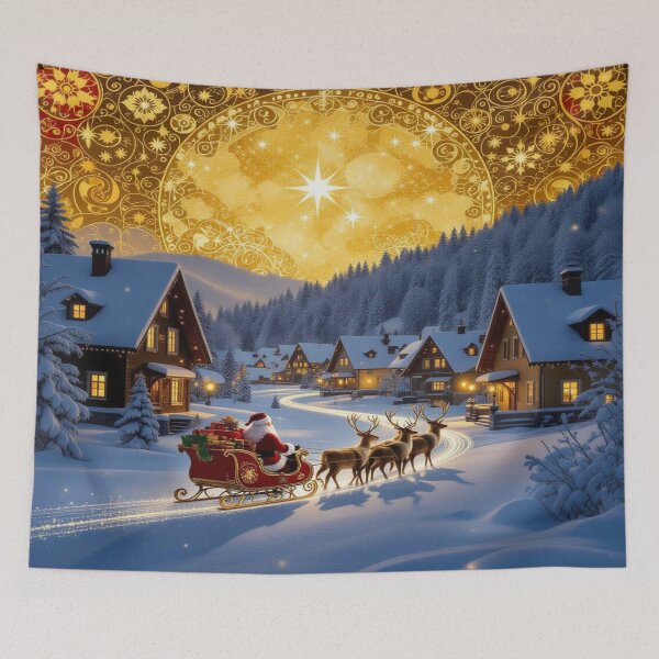 Item preview, Santa's Sleigh in winter splendor – festive village, golden stars & Klimt vibes full of magic designed and sold by FotoworldEdel.