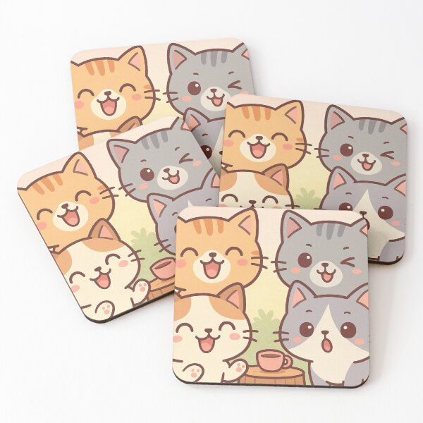 Item preview, Kawaii Silly Cats – Cute Pastel Cartoon Cats With Funny Expressions designed and sold by leen12 Art Designs Prints.
