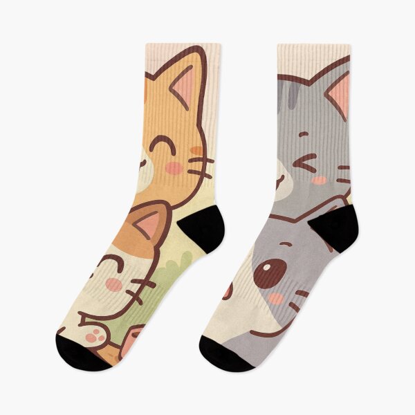Item preview, Kawaii Silly Cats – Cute Pastel Cartoon Cats With Funny Expressions designed and sold by leen12 Art Designs Prints.