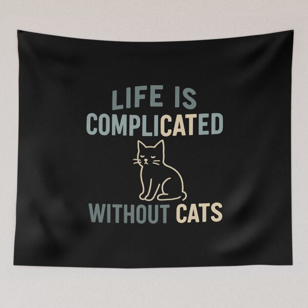 Item preview, Life Is Complicated Without Cats – Minimalist Pastel Cat Illustration designed and sold by SVALANART.