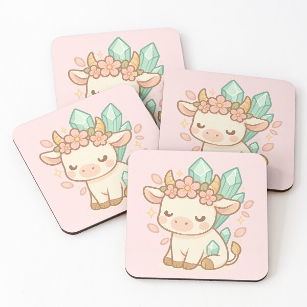 Item preview, Taurus Crystal Cow Bloom | Cute Zodiac Sticker | Kawaii Taurus Art | Astrology Aesthetic | Astrology Art designed and sold by HerDreamCodes.