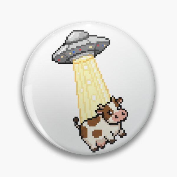Artikelvorschau, Pixel-UFO-Entführung – Retro-8-Bit-Kuh & Raumschiff entworfen und verkauft von alfredodesign.