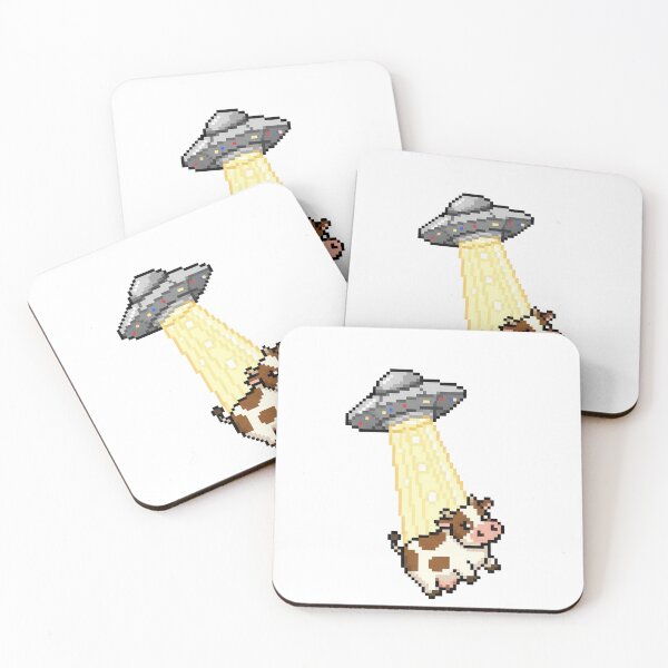 Item preview, Pixel UFO Abduction – Retro 8-Bit Cow & Spaceship designed and sold by alfredodesign.