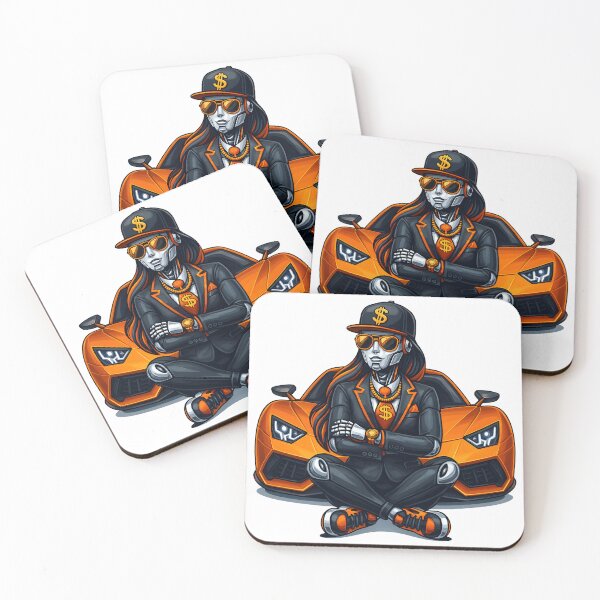 Item preview, Cool AI Businesswoman with Orange Supercar designed and sold by DigiHub Linker.