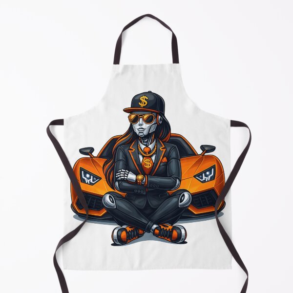Item preview, Cool AI Businesswoman with Orange Supercar designed and sold by DigiHub Linker.