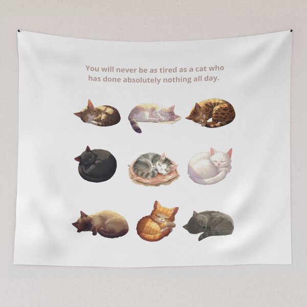Item preview, Tired Cat designed and sold by AuraCraftMarket.