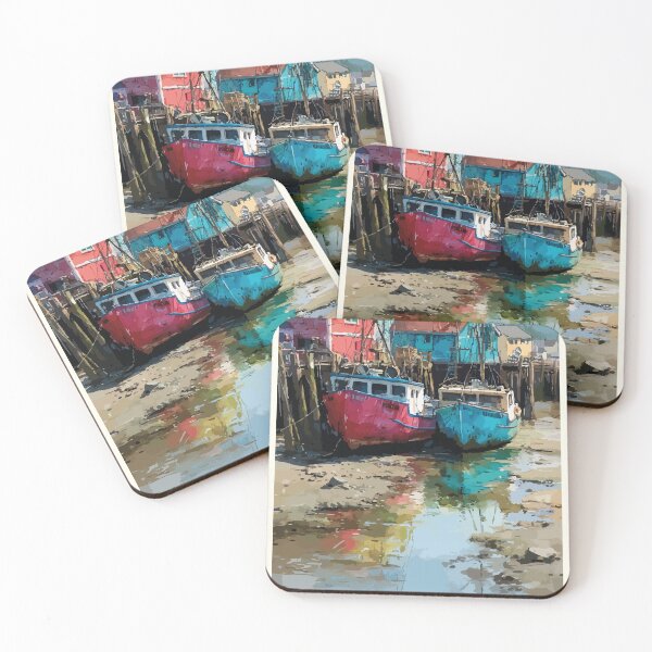 Item preview, Alma New Brunswick | Bay of Fundy Low Tide Boats Art designed and sold by TuncGK.