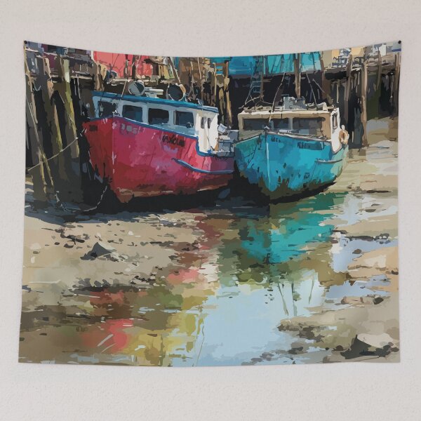 Item preview, Alma New Brunswick | Bay of Fundy Low Tide Boats Art designed and sold by TuncGK.