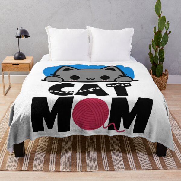 Item preview, Kawaii Cat Mom - Peeking Cat Paw Prints & Yarn designed and sold by LagomCreative.