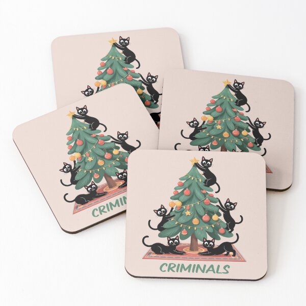 Item preview, Criminal Cats with Christmas Tree designed and sold by Eclectic Monkey.
