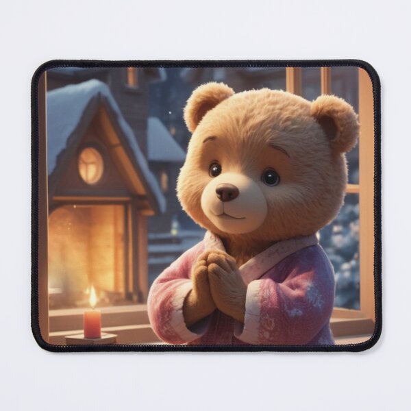 Item preview, Teddy Bear in Prayer on cozy winter night designed and sold by Sweet Dreams Ambience.