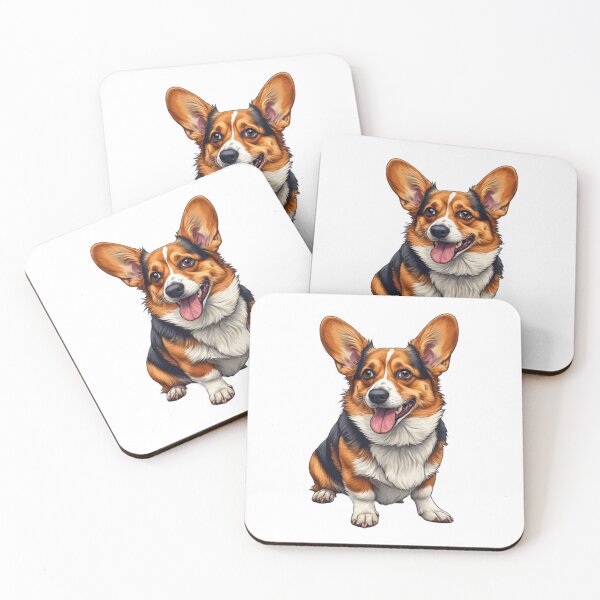 Item preview, Tri Color Corgi Illustration  Cute Dog Lover Art  Black Tan White Puppy designed and sold by Ditstyle.