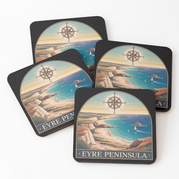 Item preview, Vintage Eyre Peninsula Travel Poster  – Retro Coastal Landscape Illustration designed and sold by VividOrganica.