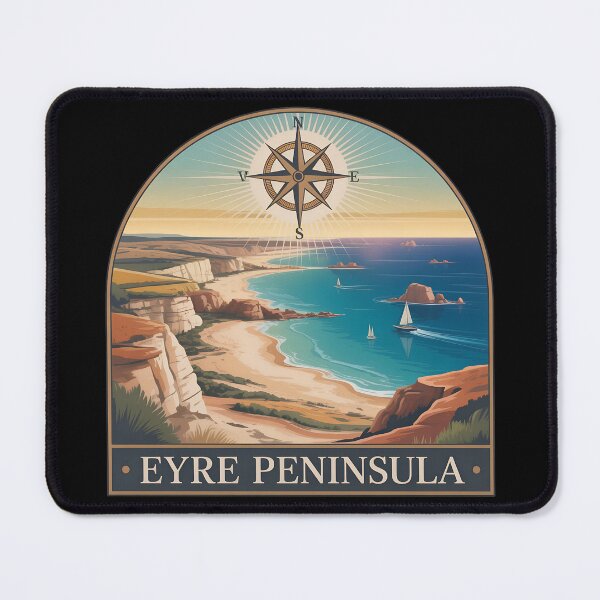 Item preview, Vintage Eyre Peninsula Travel Poster  – Retro Coastal Landscape Illustration designed and sold by VividOrganica.