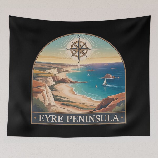 Item preview, Vintage Eyre Peninsula Travel Poster  – Retro Coastal Landscape Illustration designed and sold by VividOrganica.