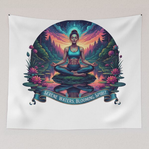 Item preview, Serene Waters Blooming Spirit Yoga Meditation Sunset Lotus Pop Art designed and sold by BoldBloomArt.