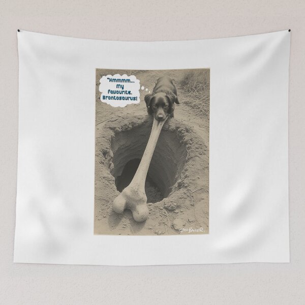 Item preview, Dog digging up Brontosaurus bone! designed and sold by IanBakerToons.