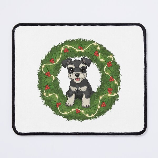 Item preview, Cute Schnauzer Puppy in Christmas Wreath - Christmas Dog Lover designed and sold by The Real Life Symphony.