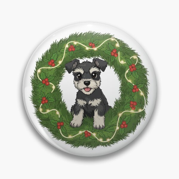 Item preview, Cute Schnauzer Puppy in Christmas Wreath - Christmas Dog Lover designed and sold by The Real Life Symphony.