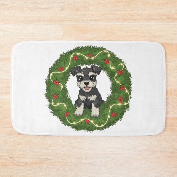 Item preview, Cute Schnauzer Puppy in Christmas Wreath - Christmas Dog Lover designed and sold by The Real Life Symphony.