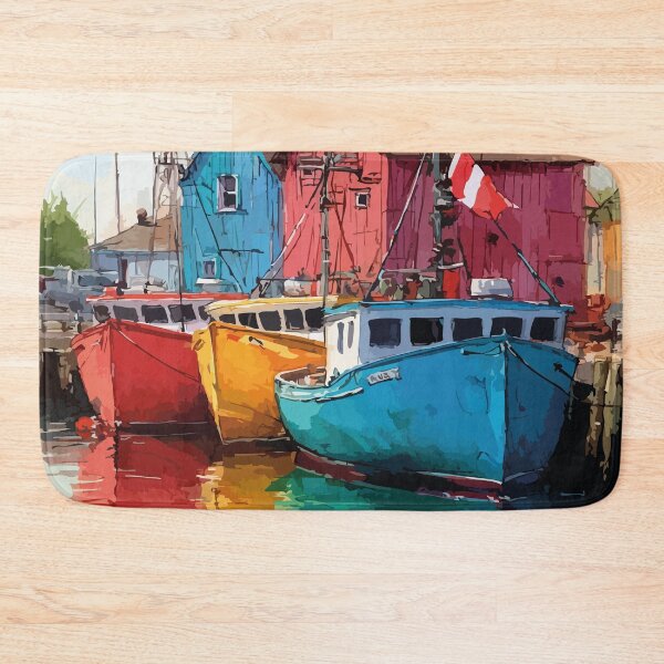 Item preview, Caraquet New Brunswick | Acadian Fishing Harbour Art Print designed and sold by TuncGK.
