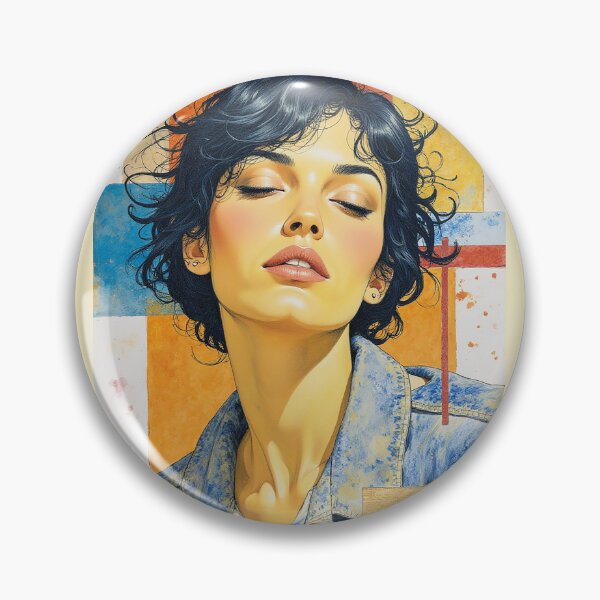 Item preview, Denim and Orange Portrait | Abstract Pop Art Illustration designed and sold by S-Viirgo.